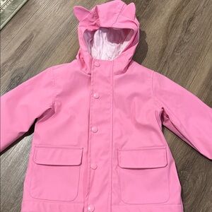 Joe Fresh Pink Hooded Rain Jacket with Ears Size 2 Toddler